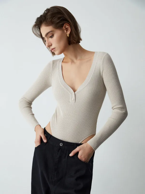 Utility Rib Long Sleeve Bodysuit sold by COMMENSE