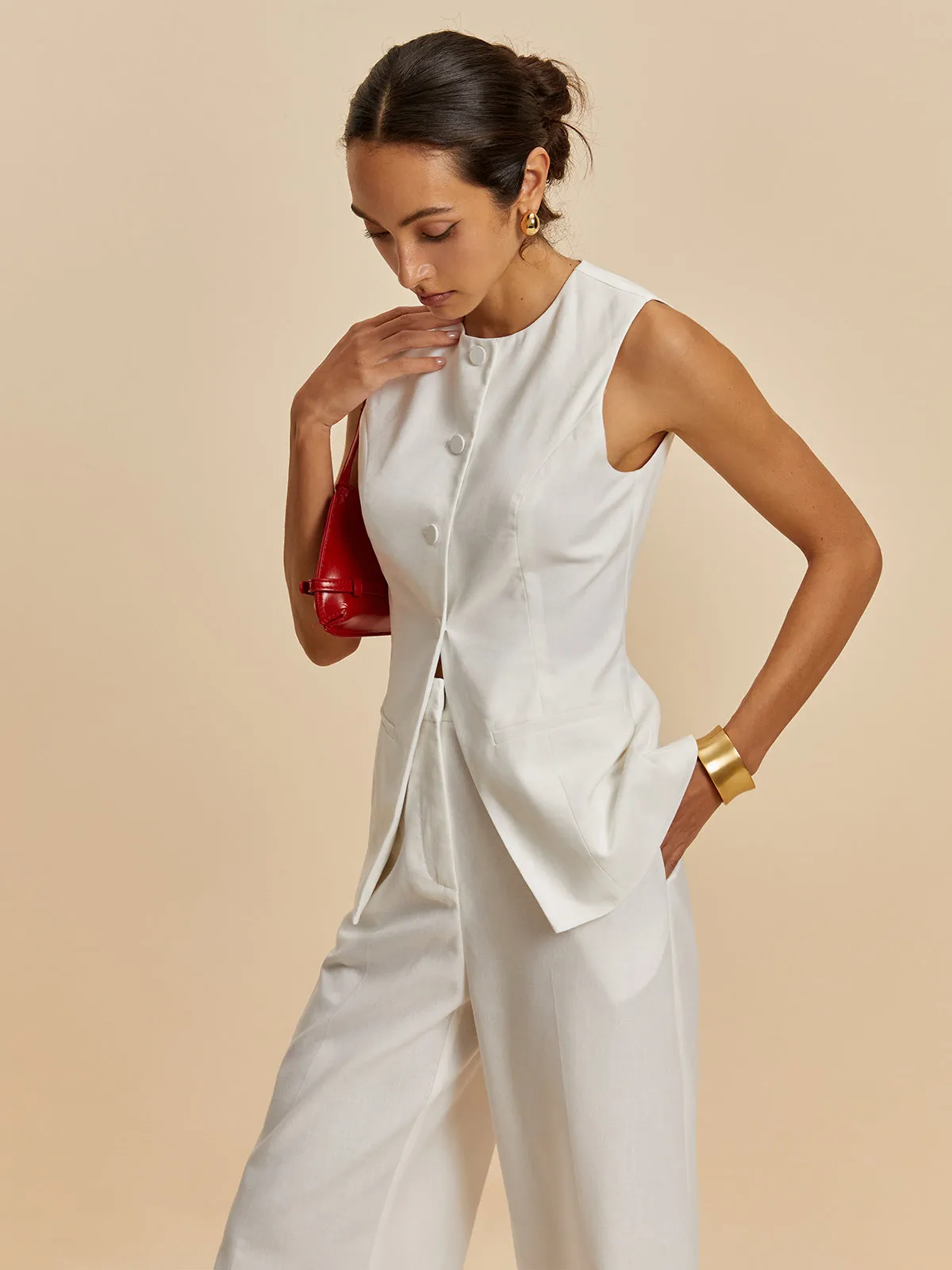 Cotton & Linen Sleeveless Pants Set sold by COMMENSE product image thumbnail 4