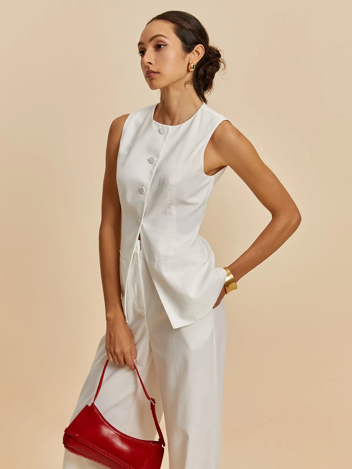 Cotton & Linen Sleeveless Pants Set sold by COMMENSE product image thumbnail 2