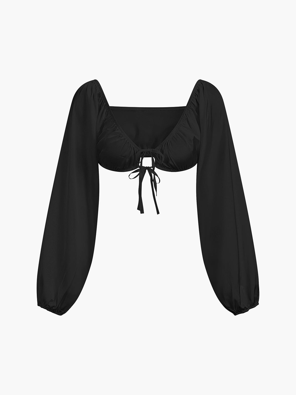 Puff Sleeve Tied Crop Top sold by COMMENSE product image thumbnail 5