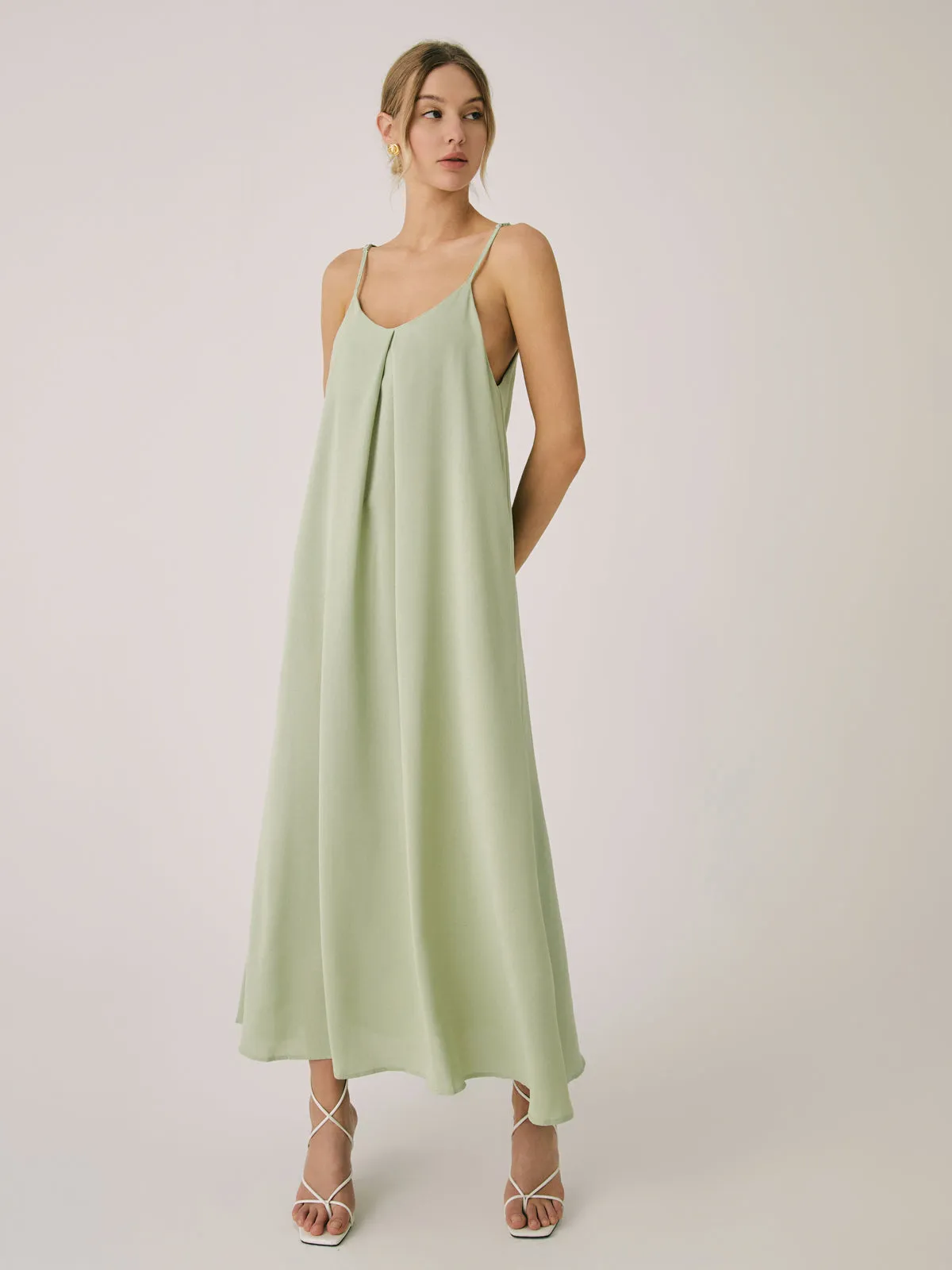 Cotton Blends Pleated Long Dress sold by COMMENSE