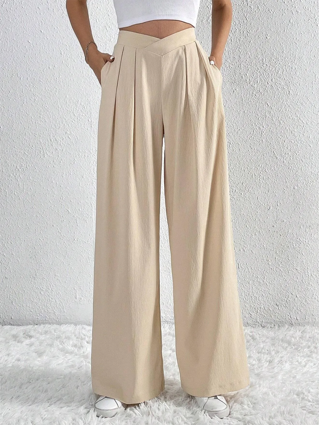 Casual Pleated Wide Leg Pants sold by COMMENSE product image thumbnail 3