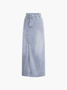 Faded Denim Maxi Skirt sold by COMMENSE
