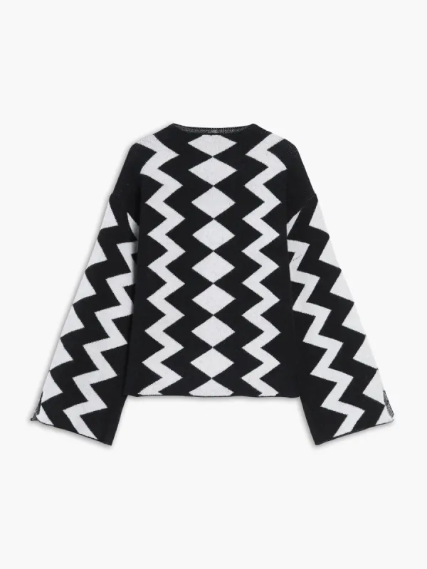 Geometric Colorblock Sweater sold by COMMENSE