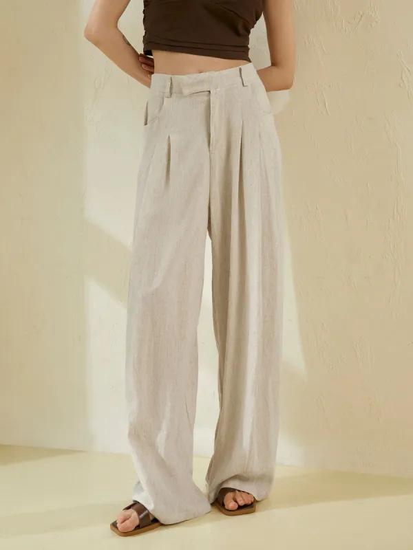 Relaxed Fit Linen Wide Leg Pants sold by COMMENSE