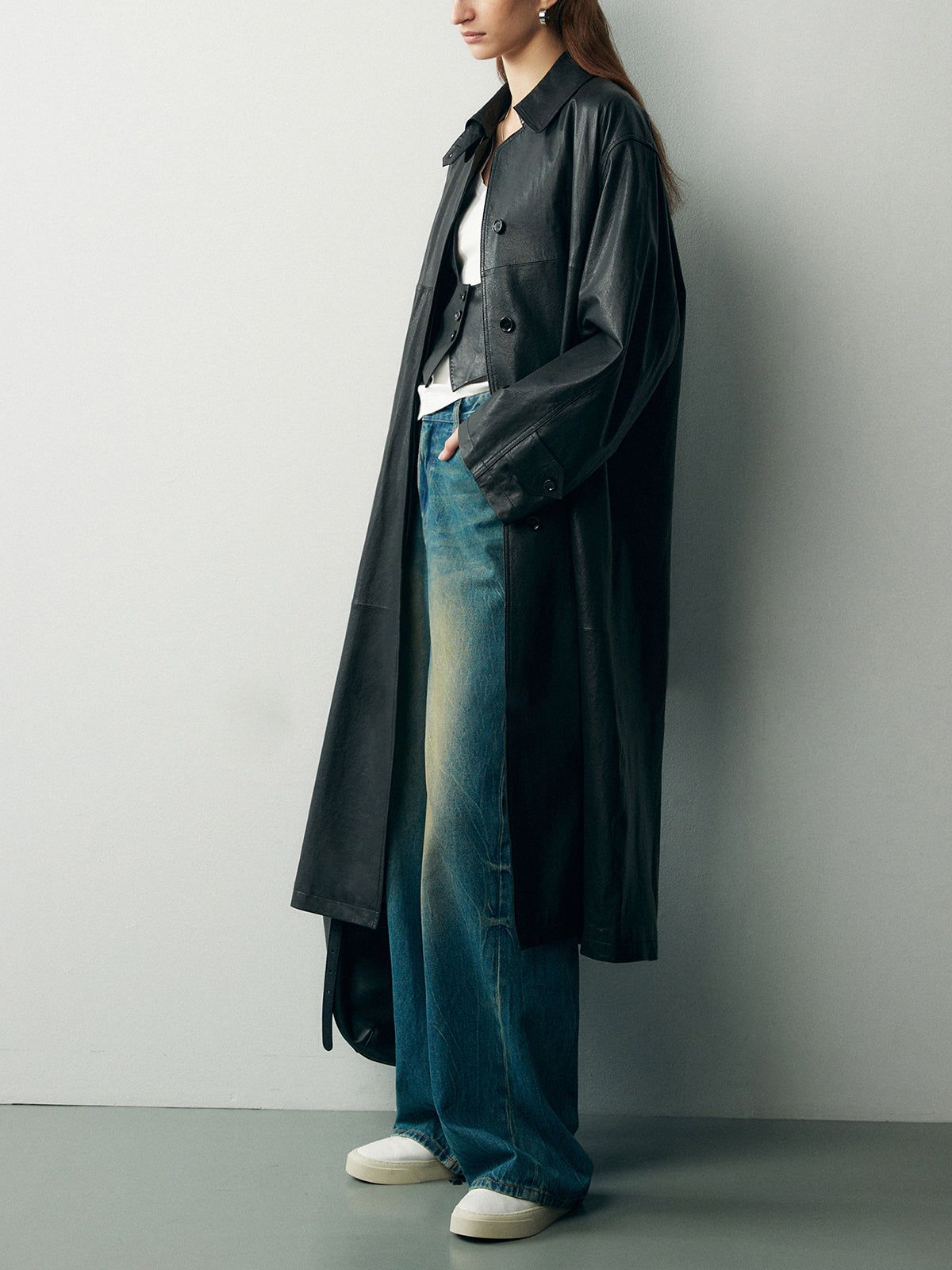 City Walk Faux Leather Trench Coat sold by COMMENSE product image thumbnail 4