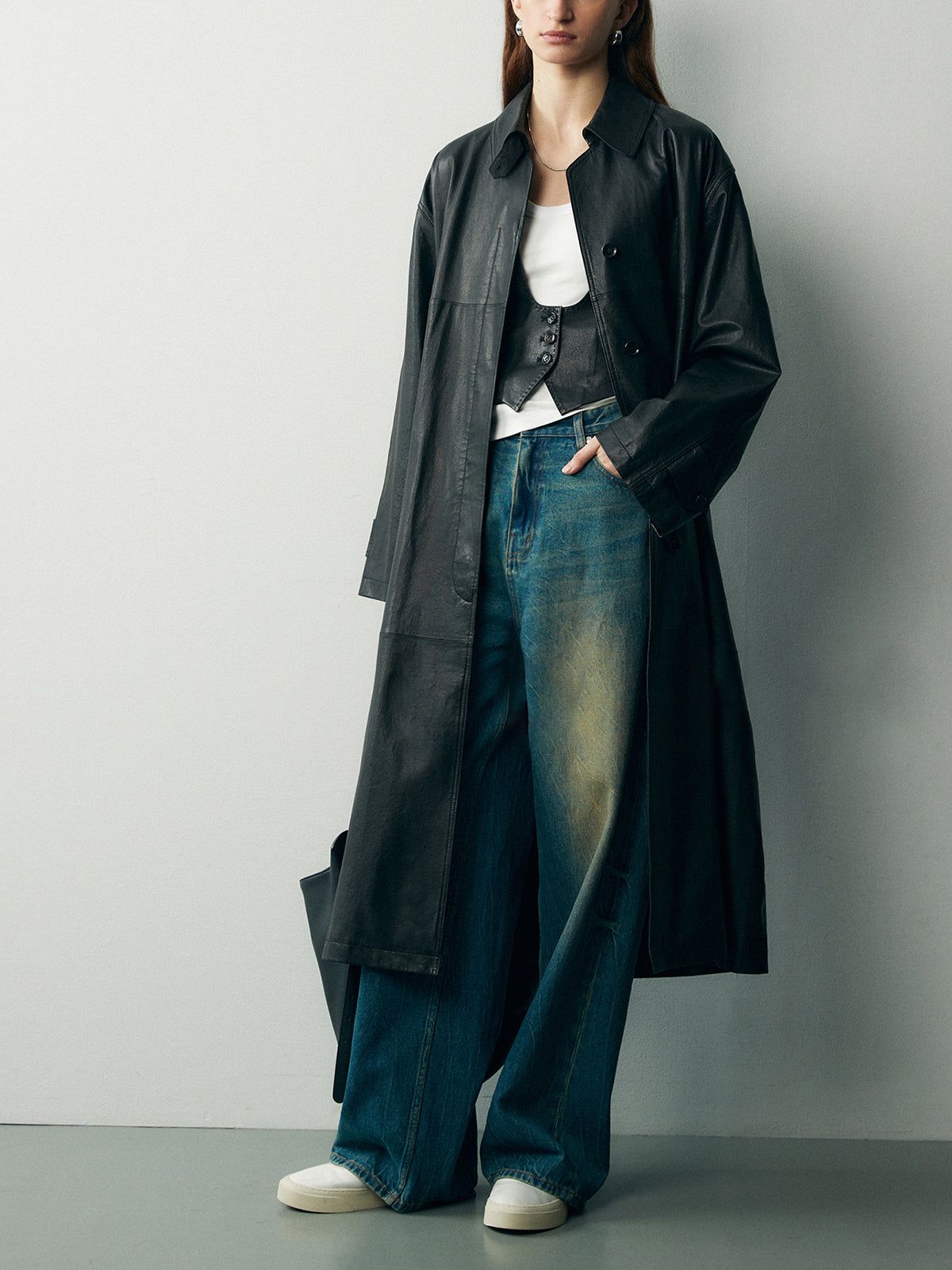 City Walk Faux Leather Trench Coat sold by COMMENSE product image thumbnail 3