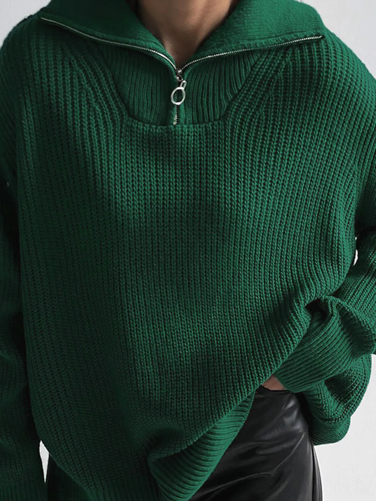 Oversized Utility Zippered Sweater sold by COMMENSE product image thumbnail 4