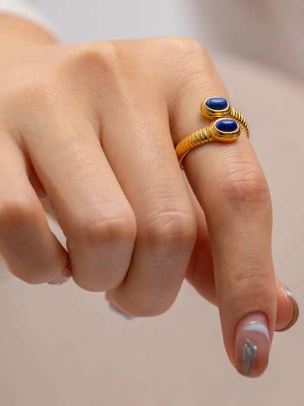 1pc Sapphire & Turquoise Snake Ring sold by COMMENSE