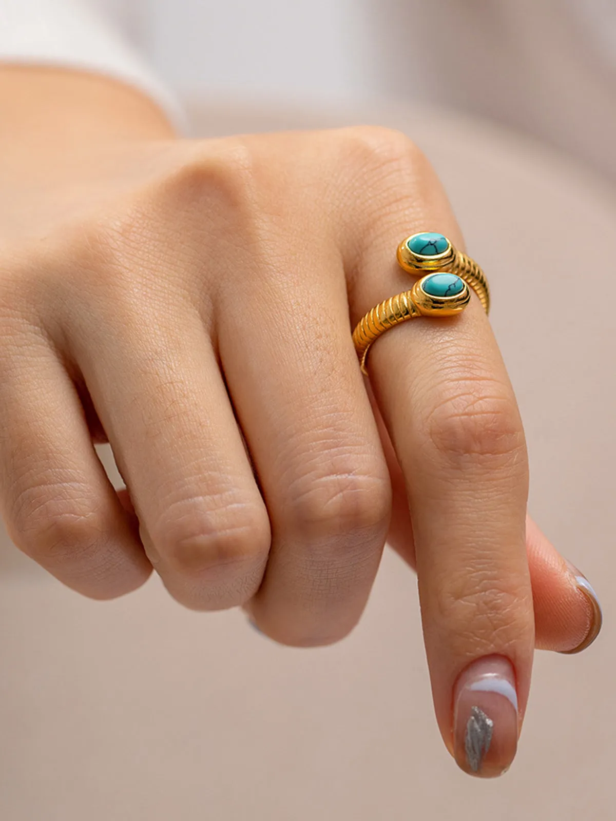 1pc Sapphire & Turquoise Snake Ring sold by COMMENSE product image thumbnail 5