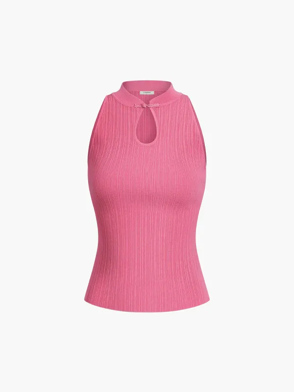 Solid Ribbed Button Sweater Vest sold by COMMENSE