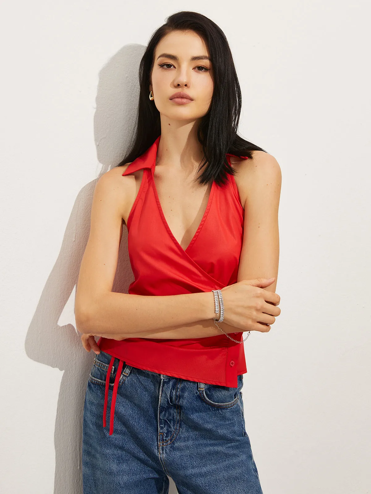 Wrap Backless Button Tank Top sold by COMMENSE product image thumbnail 4