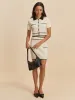 Slim Contrast Trim Knit Skirt Set sold by COMMENSE