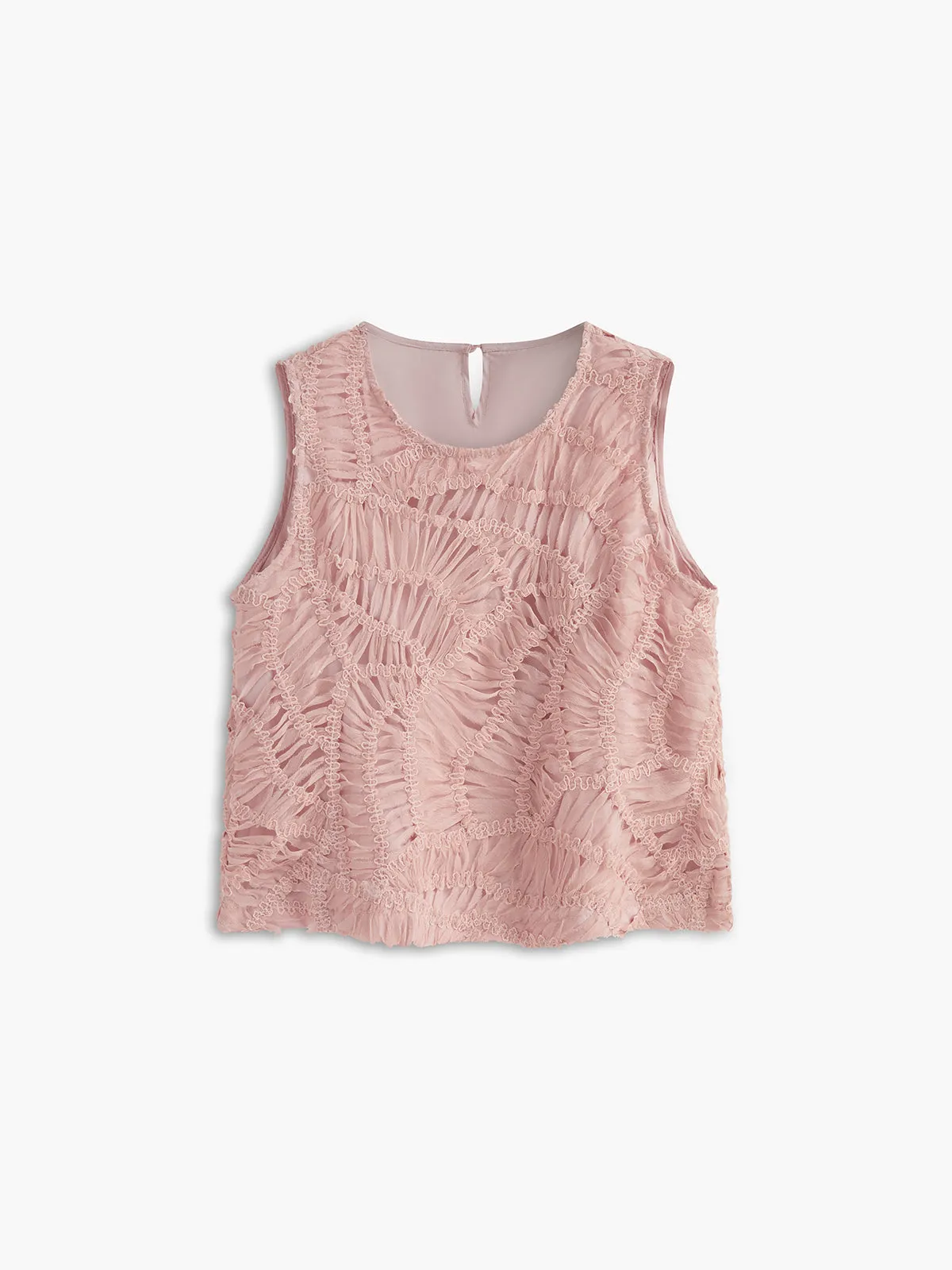 Chiffon Crew Neck Sleeveless Blouse sold by COMMENSE