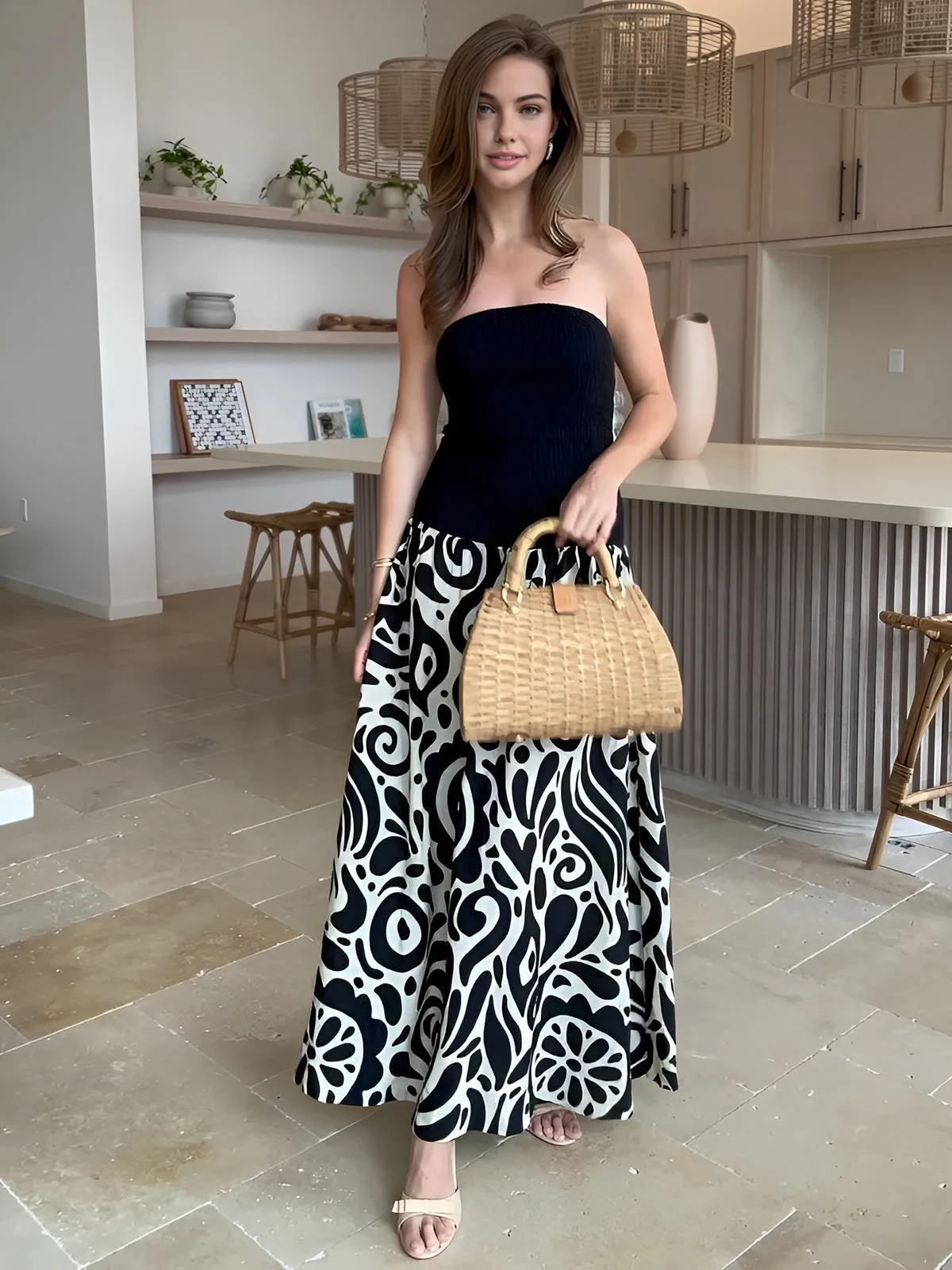 Paisley Print Long Tube Dress sold by COMMENSE product image thumbnail 2