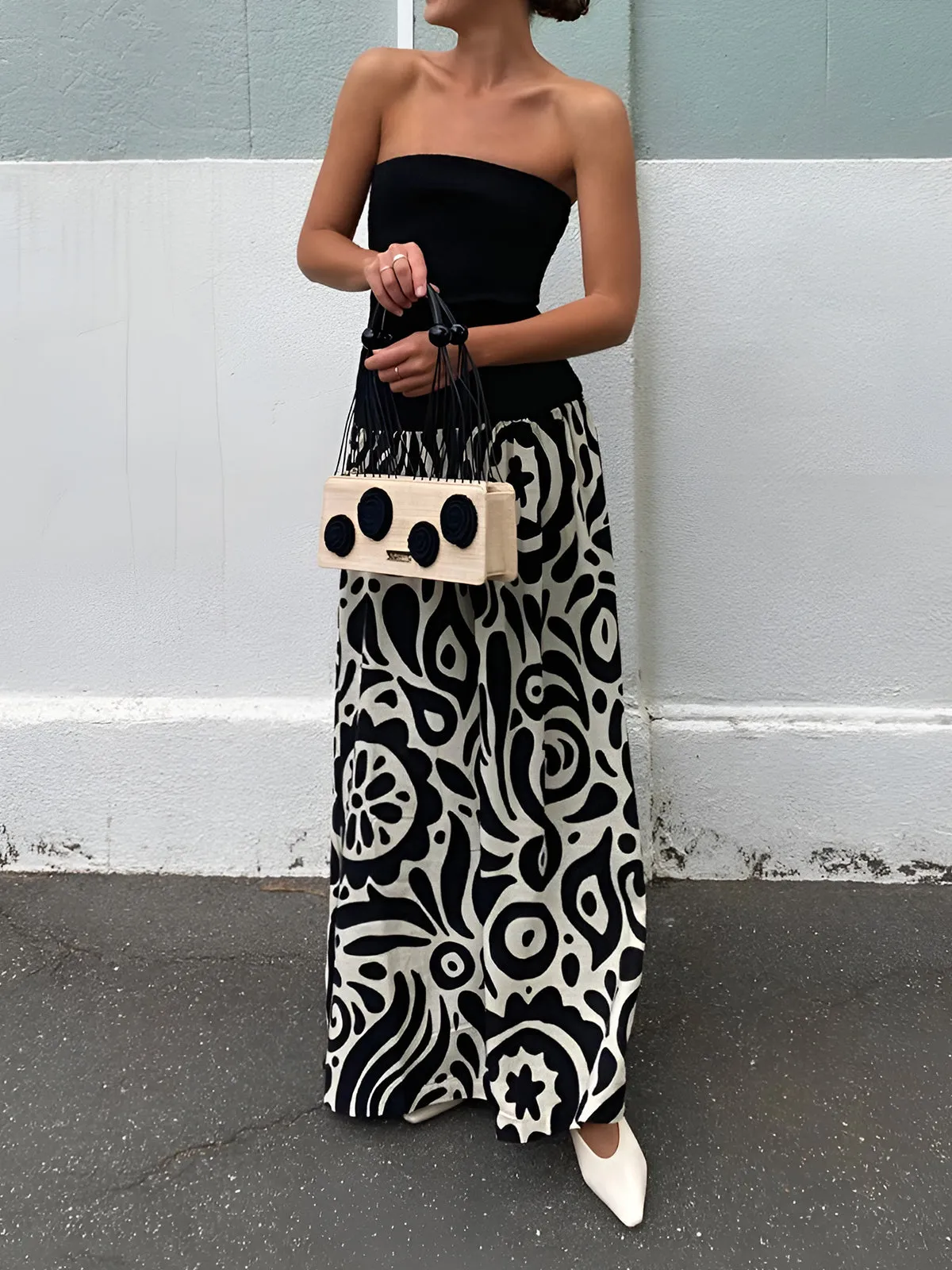 Paisley Print Long Tube Dress sold by COMMENSE