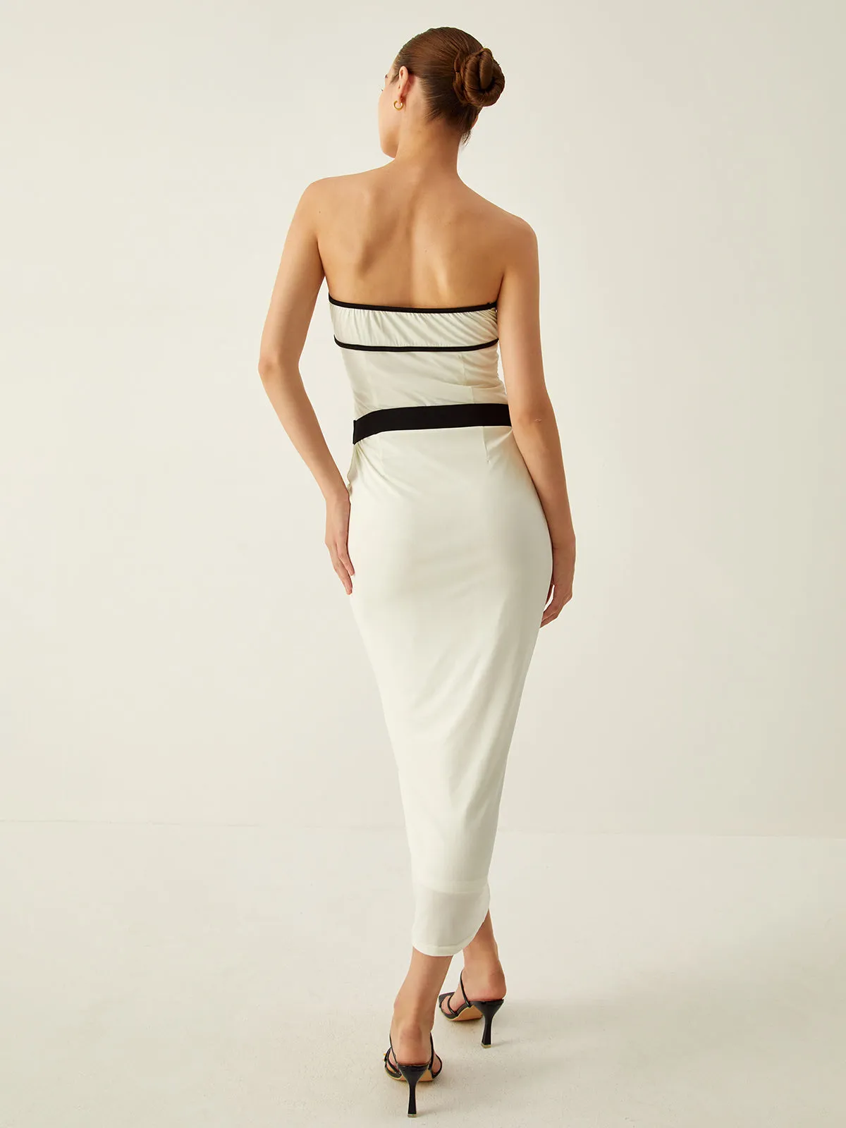 Contrast Binding Belted Knit Midi Dress sold by COMMENSE product image thumbnail 5