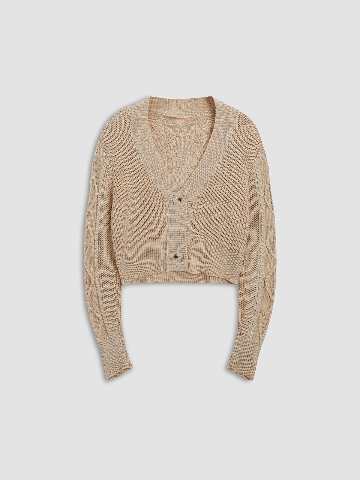 Fluffy Cable Knit Cardigan sold by COMMENSE