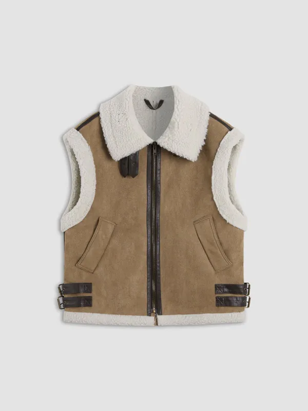 Rancher Rider Shearling Leather Vest sold by COMMENSE