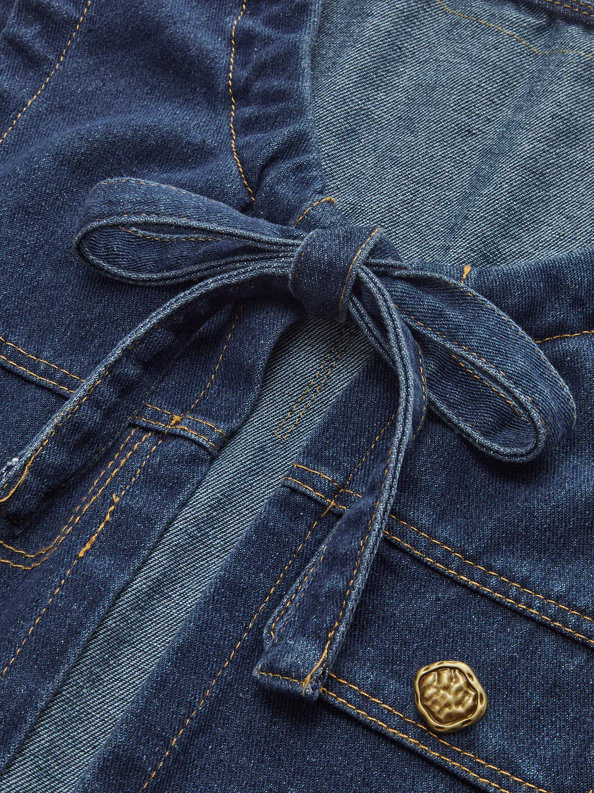 Denim Tie-Front Tank Top sold by COMMENSE product image thumbnail 3