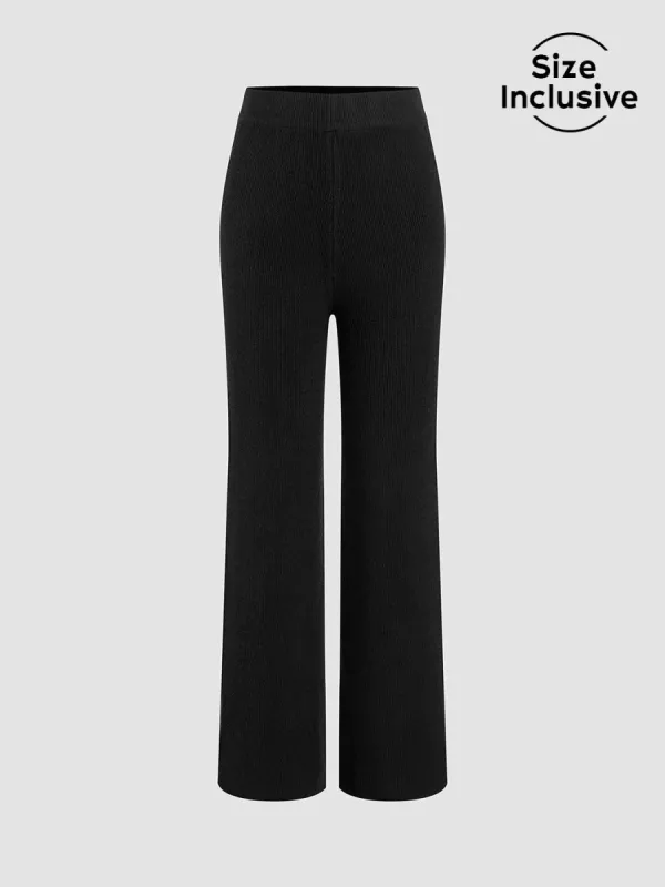 Solid Rib Knit Pants sold by COMMENSE