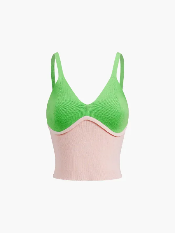 Rib Two Tone Crop Top sold by COMMENSE