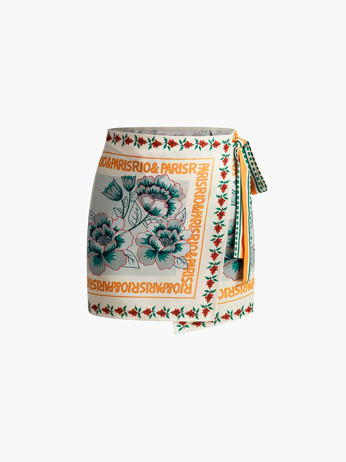 Vacation Print Asymmetrical Mini Skirt sold by COMMENSE