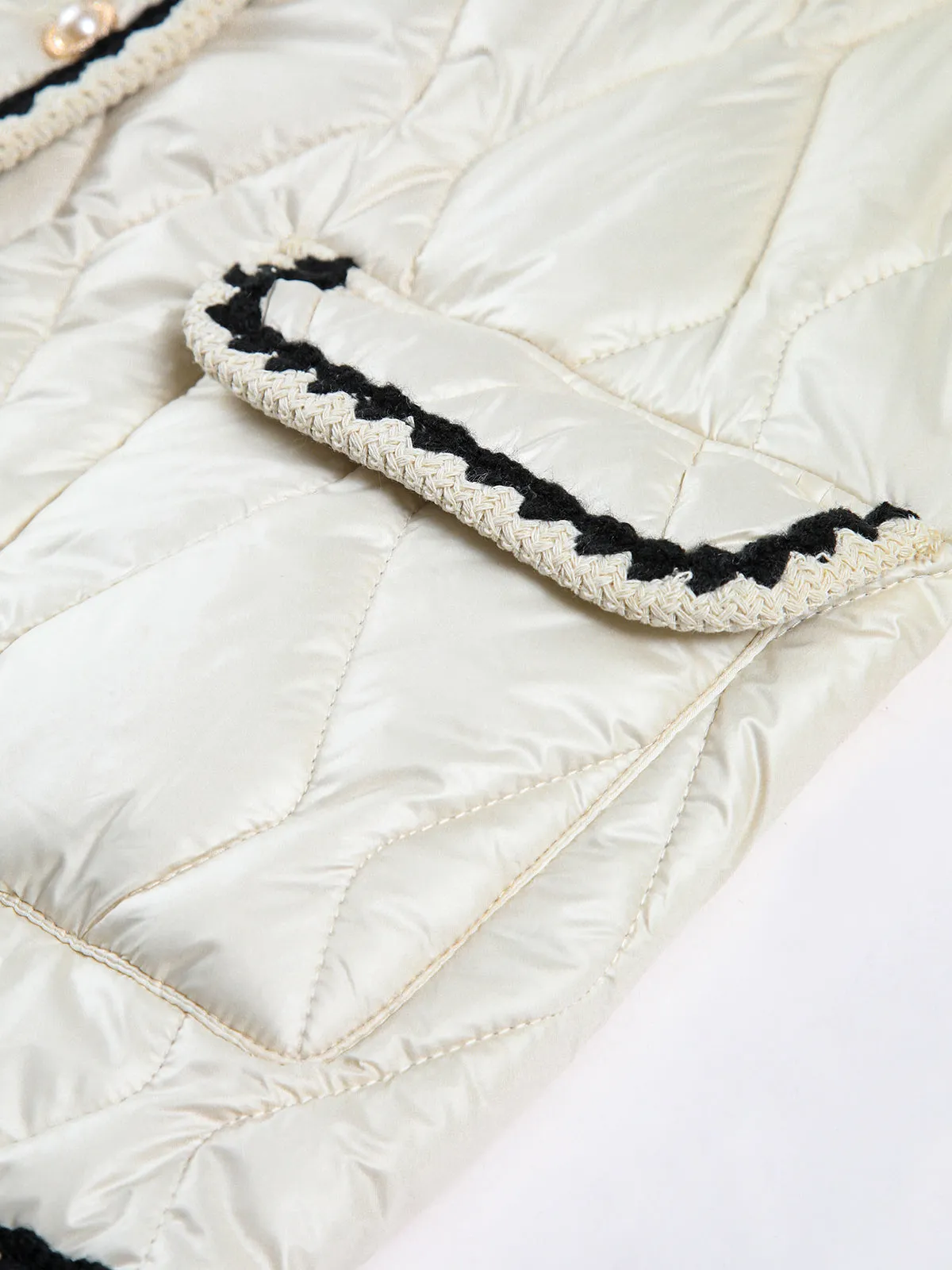 Embroidered Trim Double Pockets Quilted Coat sold by COMMENSE product image thumbnail 4