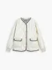 Embroidered Trim Double Pockets Quilted Coat sold by COMMENSE