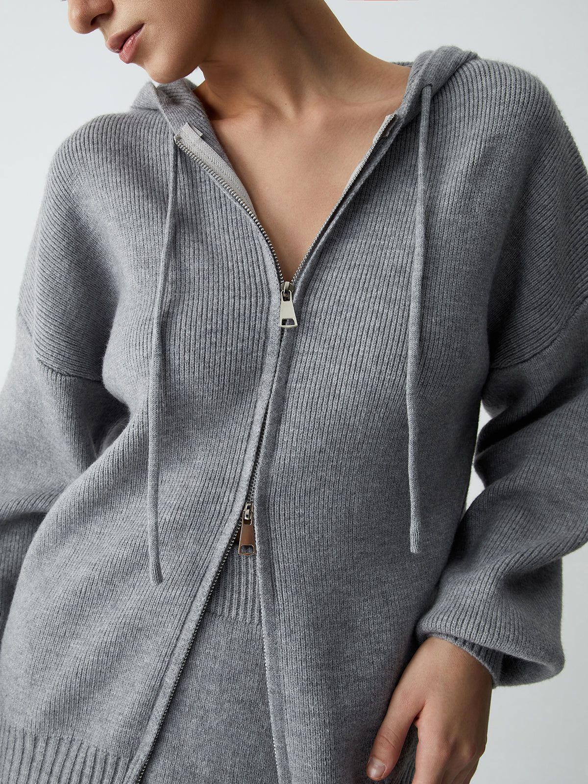 Hooded Knit Cardigan Two Piece Skirt Set sold by COMMENSE product image thumbnail 4