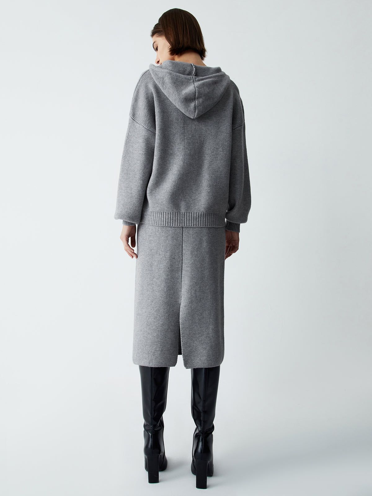 Hooded Knit Cardigan Two Piece Skirt Set sold by COMMENSE product image thumbnail 5