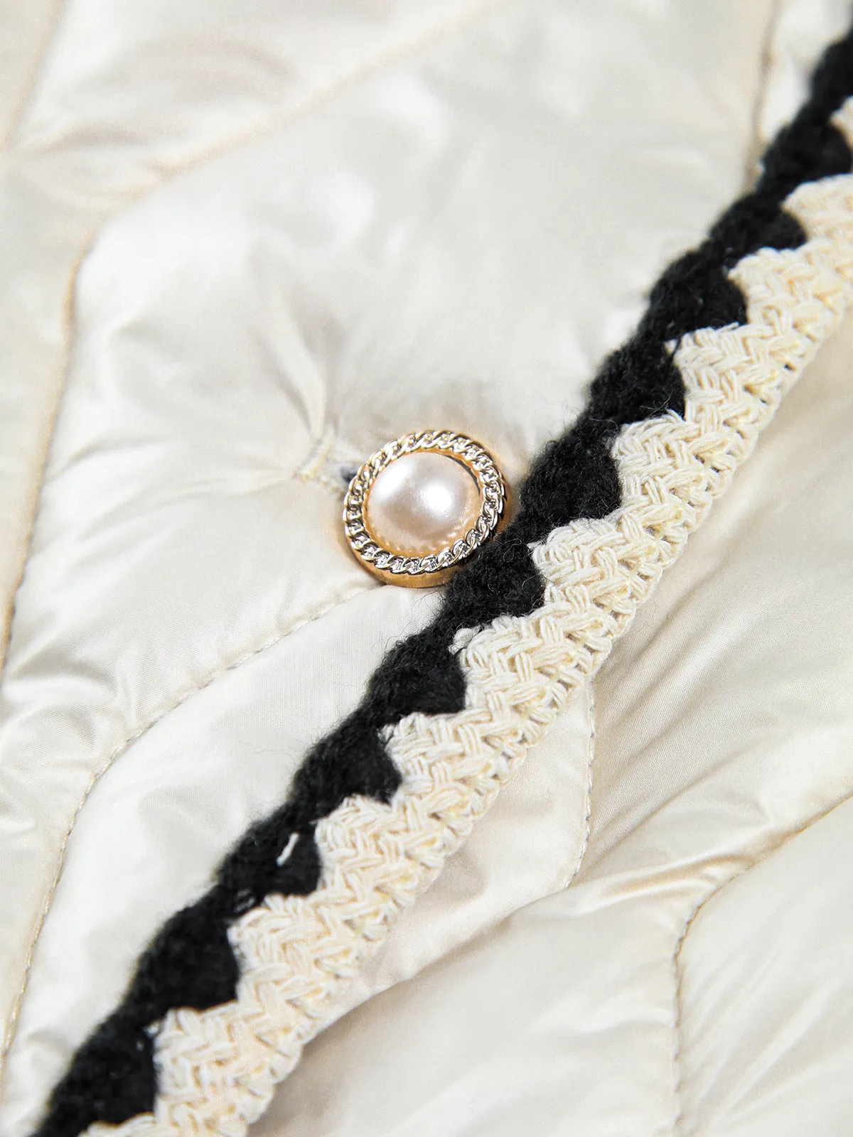 Embroidered Trim Double Pockets Quilted Coat sold by COMMENSE product image thumbnail 3