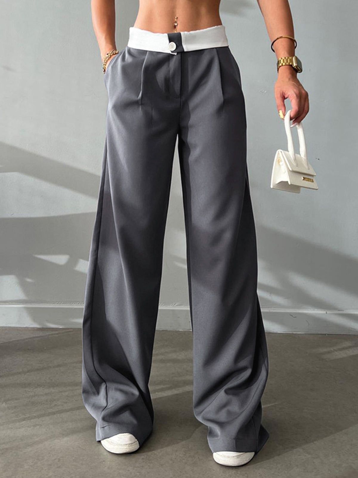 Boho Reversible Waistband Wide Leg Pants sold by COMMENSE