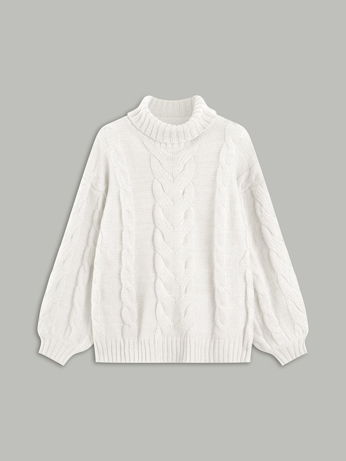 Mockneck Cable Knit Sweater sold by COMMENSE