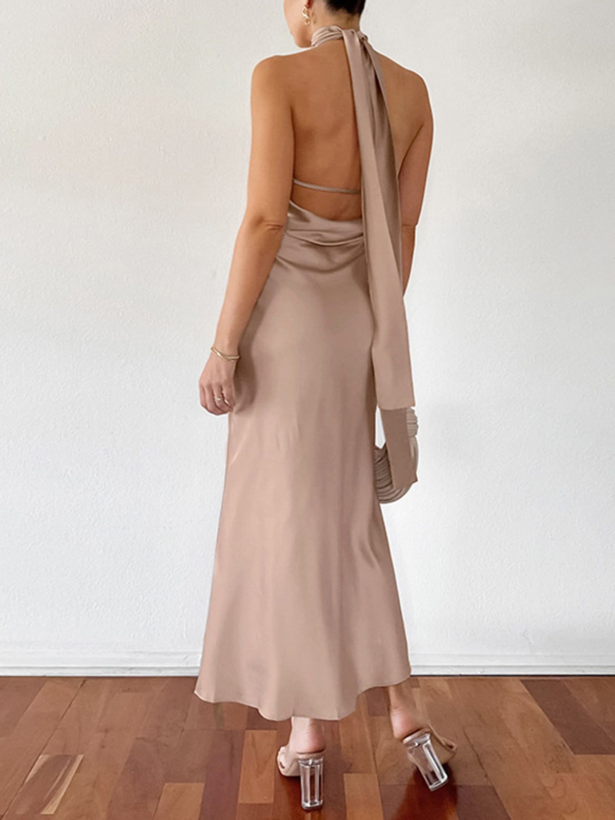 Love Letter Open Back Satin Long Dress sold by COMMENSE product image thumbnail 2
