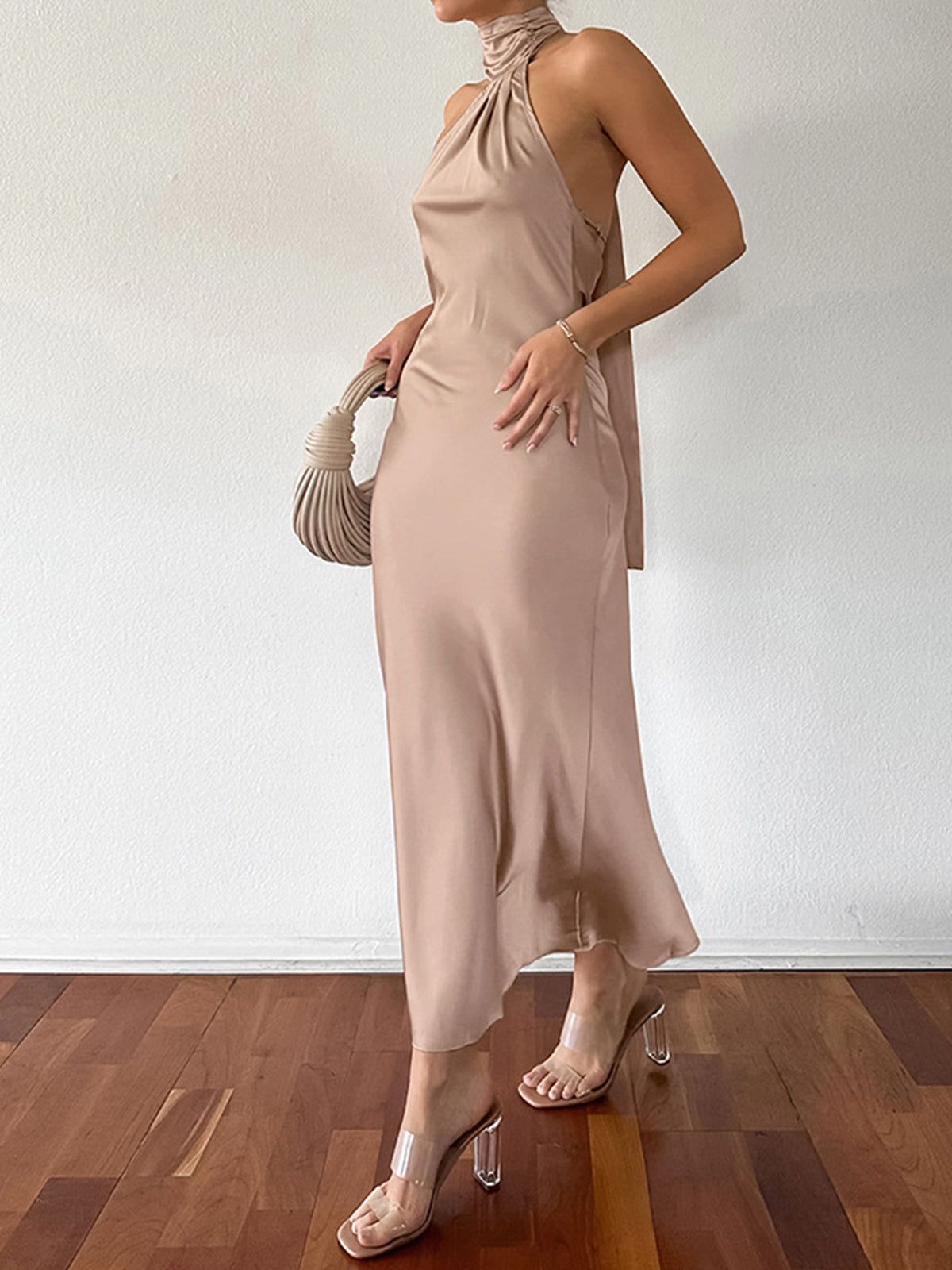 Love Letter Open Back Satin Long Dress sold by COMMENSE product image thumbnail 4