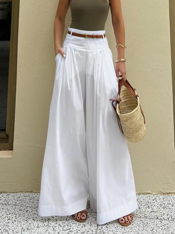 Cotton Pleated Wide Leg Pants sold by COMMENSE