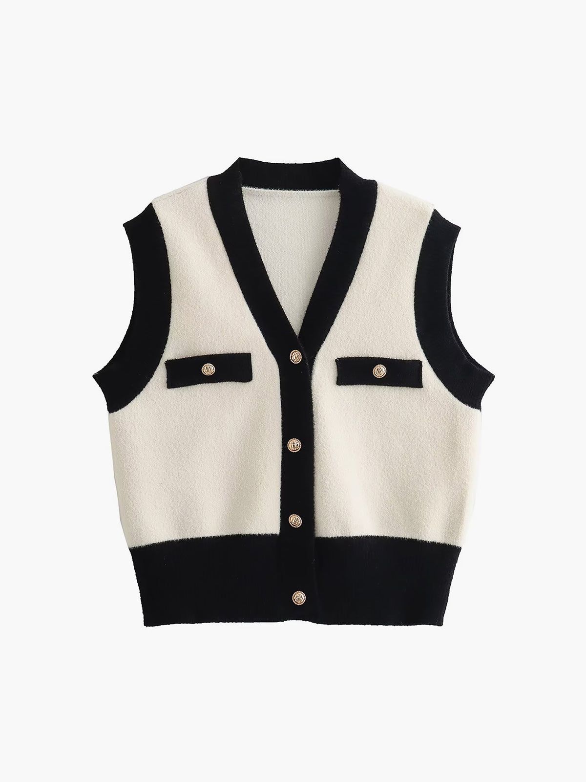 Into You Contrast Trim Sweater Vest sold by COMMENSE