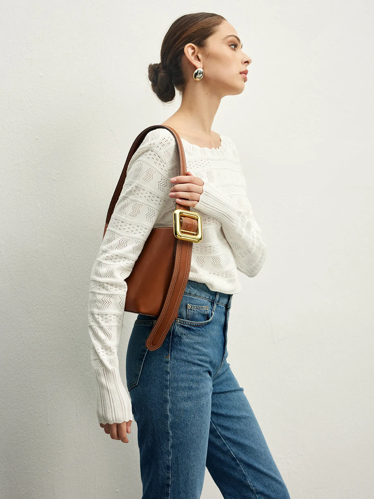 Lettuce Trim Backless Pointelle Knit Top sold by COMMENSE product image thumbnail 4