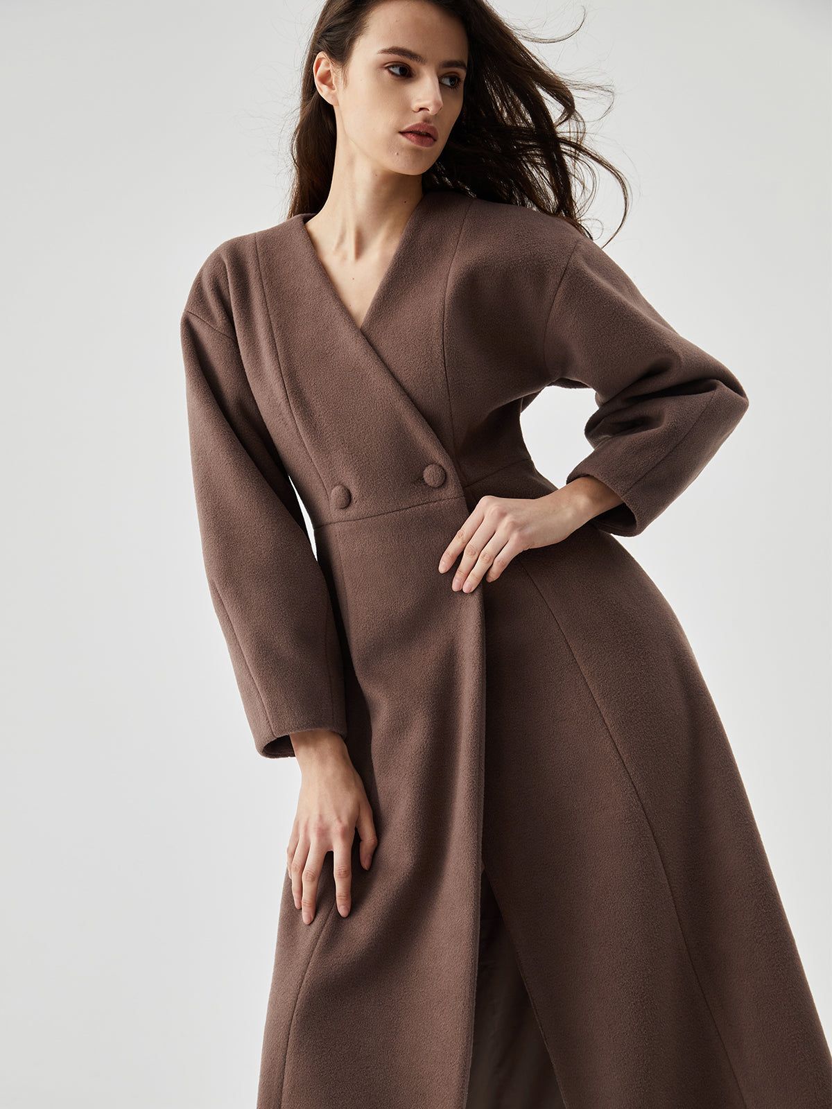 Solid Double-Breasted Coat sold by COMMENSE product image thumbnail 3