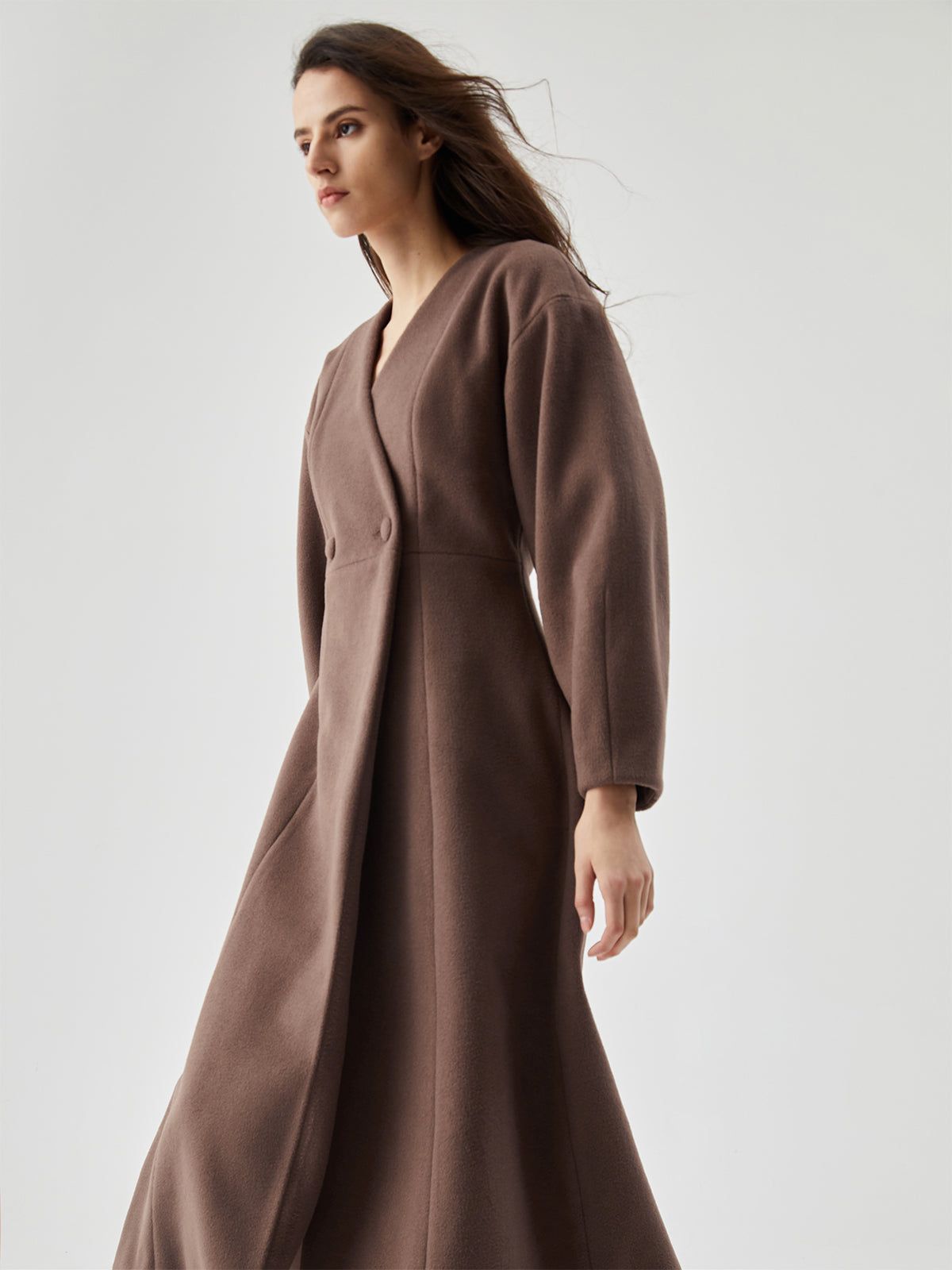 Solid Double-Breasted Coat sold by COMMENSE