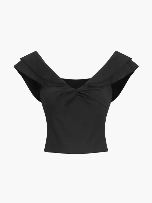 Leisure Lettuce Trim Twist Crop Top sold by COMMENSE
