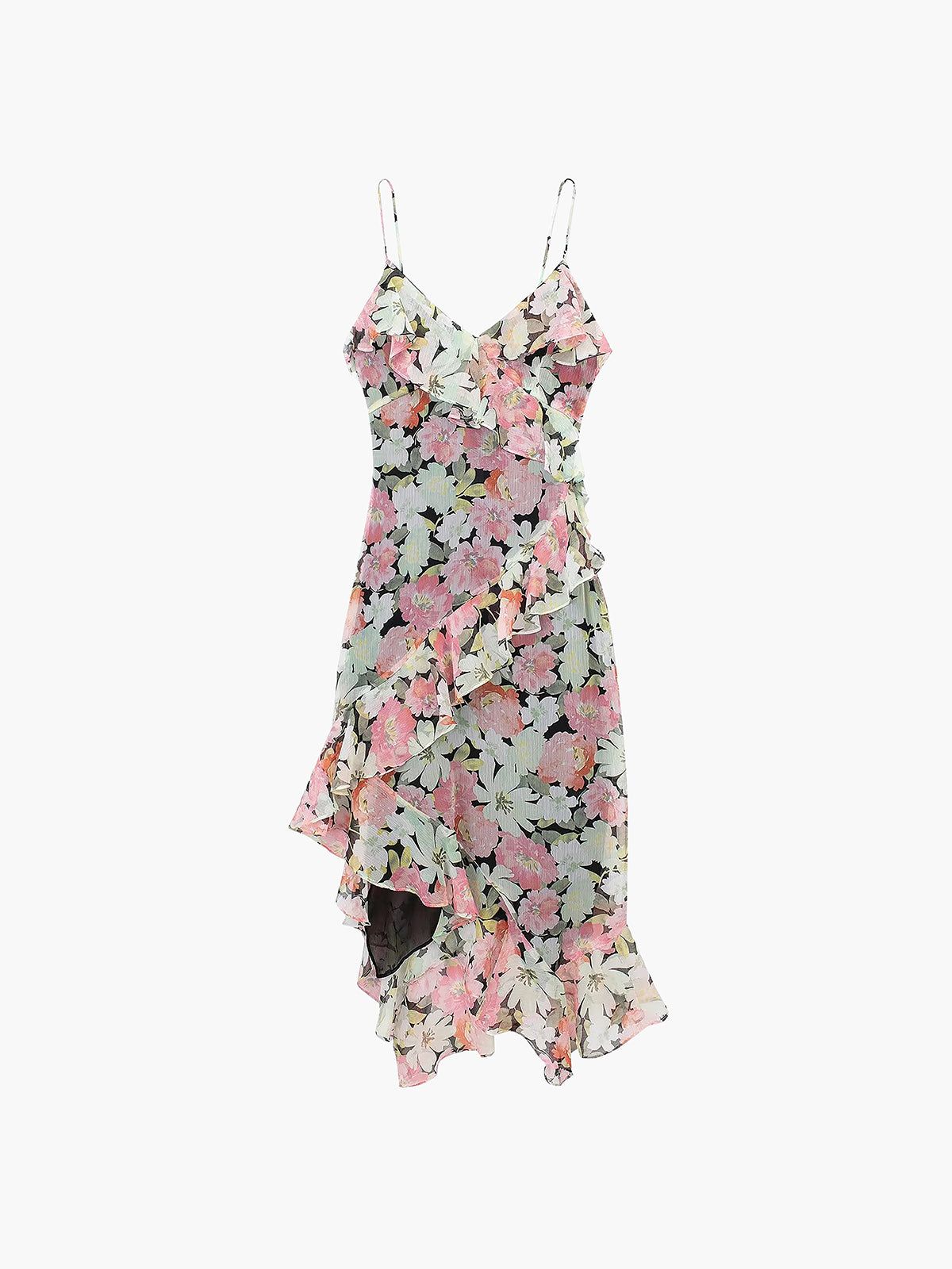 Floral Ruffle Slip Midi Dress sold by COMMENSE