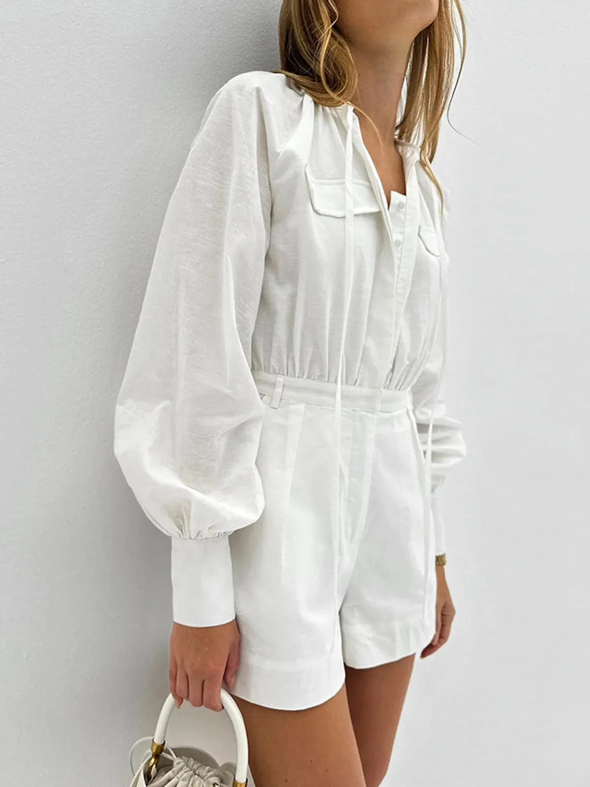 Pure Cotton Pocket Short Jumpsuit sold by COMMENSE product image thumbnail 2