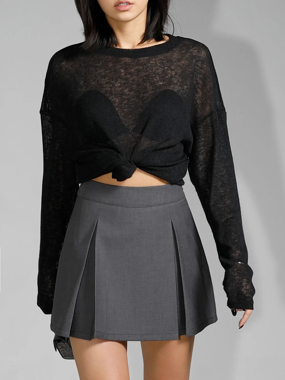 Solid Sheer Long Sleeve Top sold by COMMENSE product image thumbnail 3