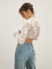 Rose Lace Mesh Mock Neck Crop Top sold by COMMENSE