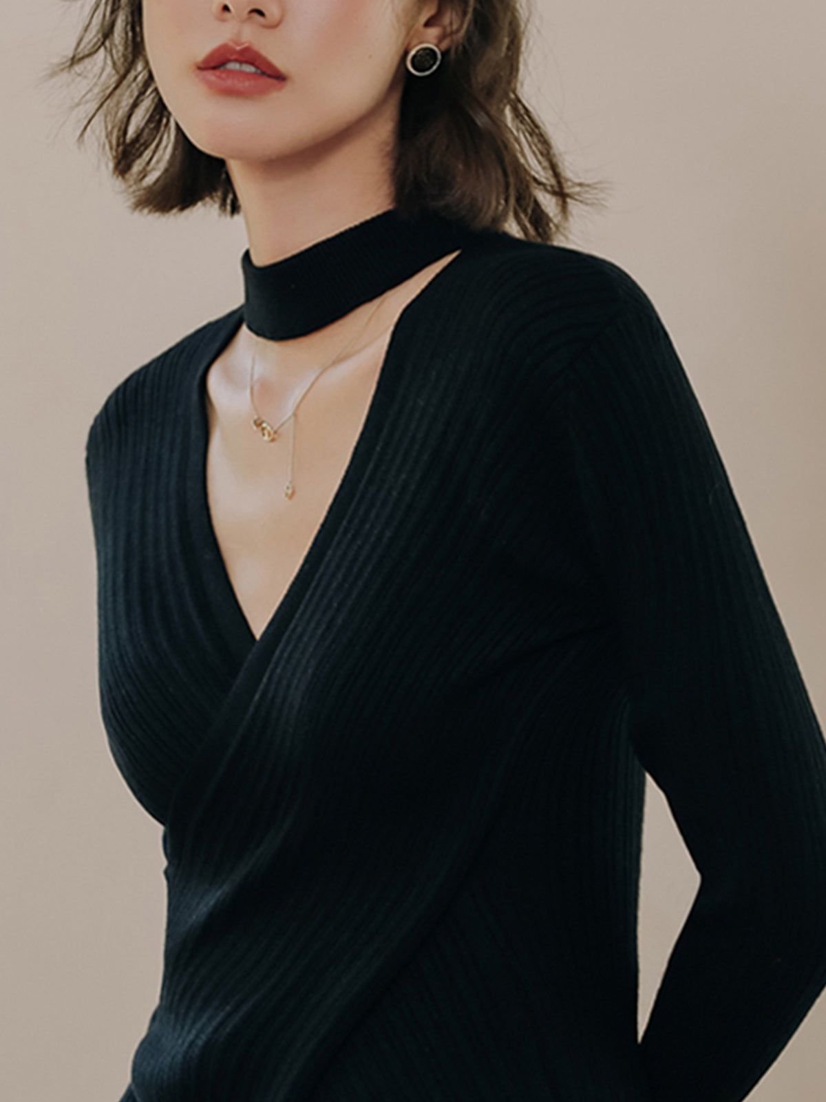 Cross Mock Neck Knit Top sold by COMMENSE product image thumbnail 4