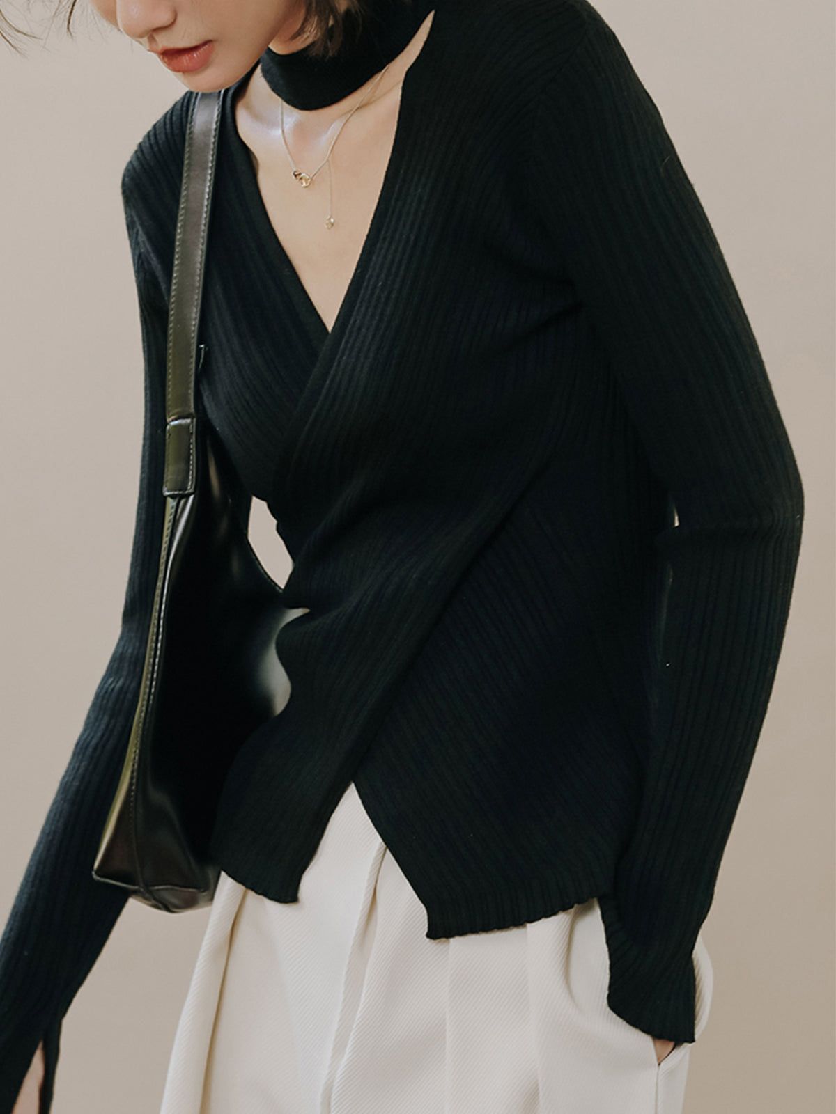 Cross Mock Neck Knit Top sold by COMMENSE product image thumbnail 3