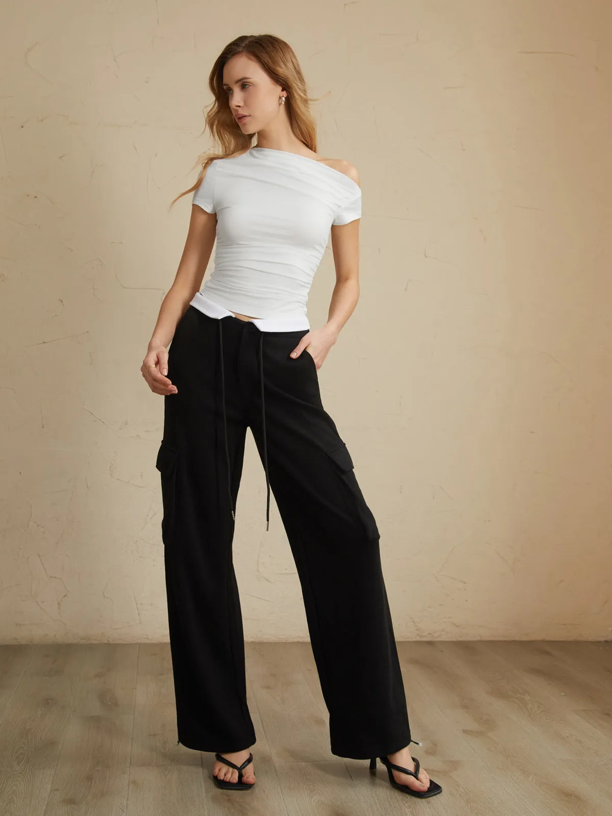 Solid Snug One Shoulder Off Top sold by COMMENSE product image thumbnail 4