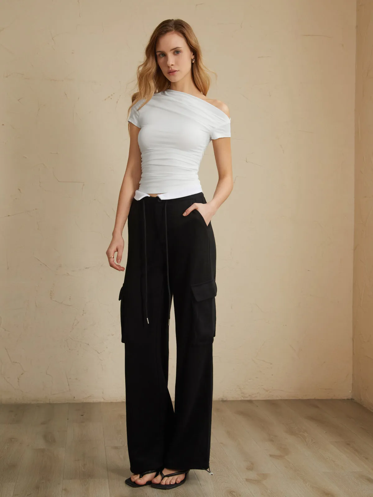 Solid Snug One Shoulder Off Top sold by COMMENSE product image thumbnail 5